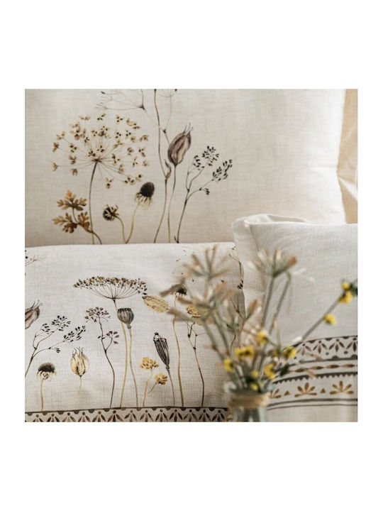 Şaheser Set Huse Pentru Pilote 200x220cm Dublu Cu 4 Fețe De Pernă & 1 Cearșaf Natural