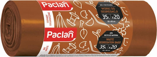Paclan Biologisch Abbaubare Müllsäcke Verstärkt Kapazität 35lt 20 Stück Braun