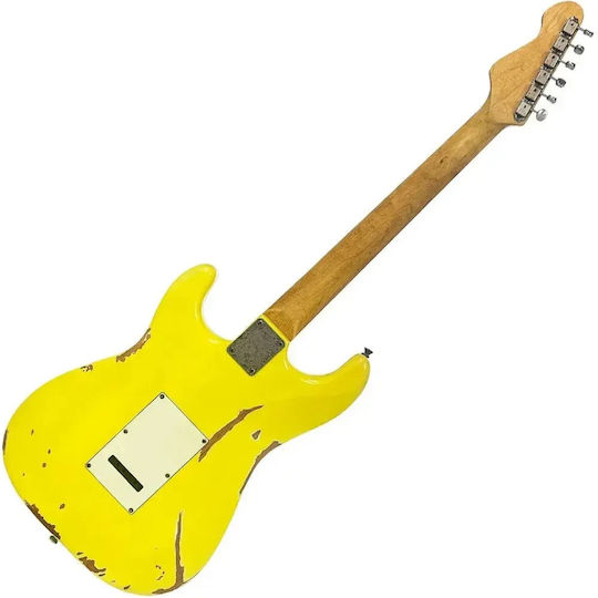 Vintage V6pu0019 Proshop Einzigartige Elektrische Gitarre Abgenutzt Kanariengelb