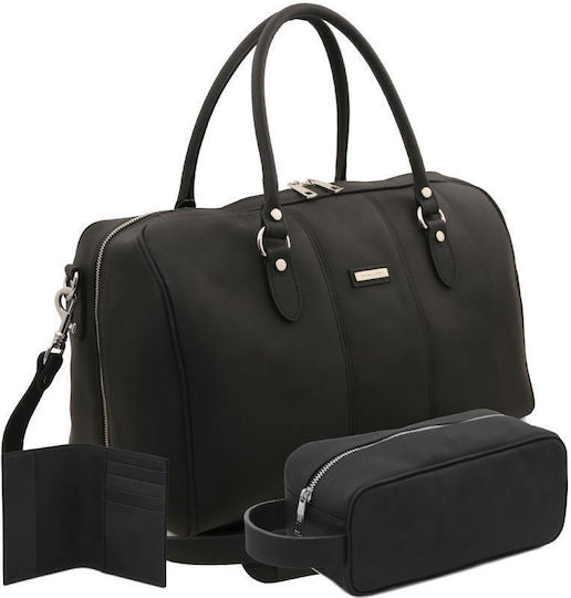 Tuscany Leather Σετ Σακ Βουαγιάζ Πλάτης Μαύρο από Δέρμα