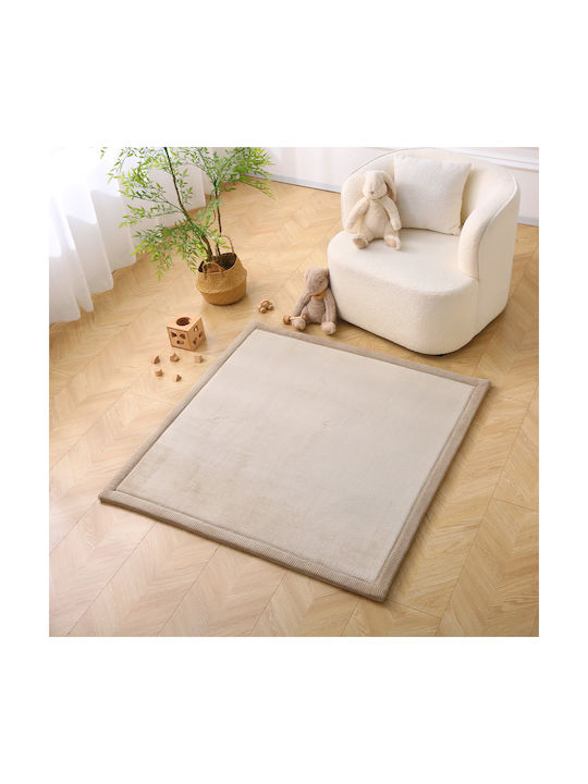 Hakuna Matte Handgefertigter Kinderteppich Beiges 127x127cm Dicke 25mm