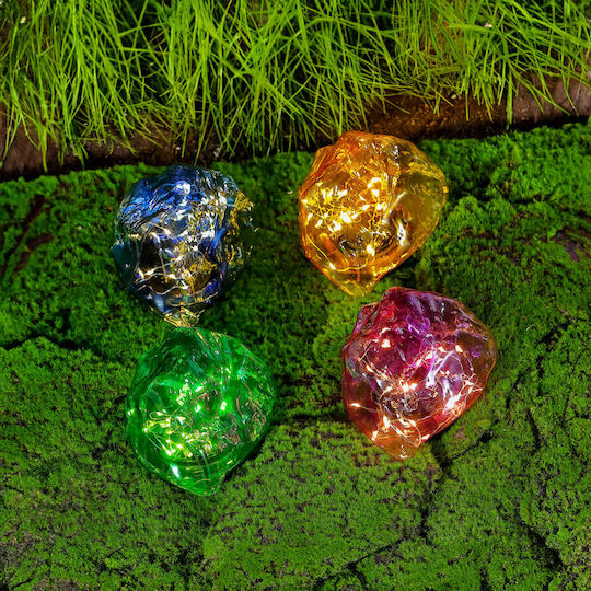Lampă solară de grădină tip piatră colorată 30 Led alb cald decor exterior cu țăruș