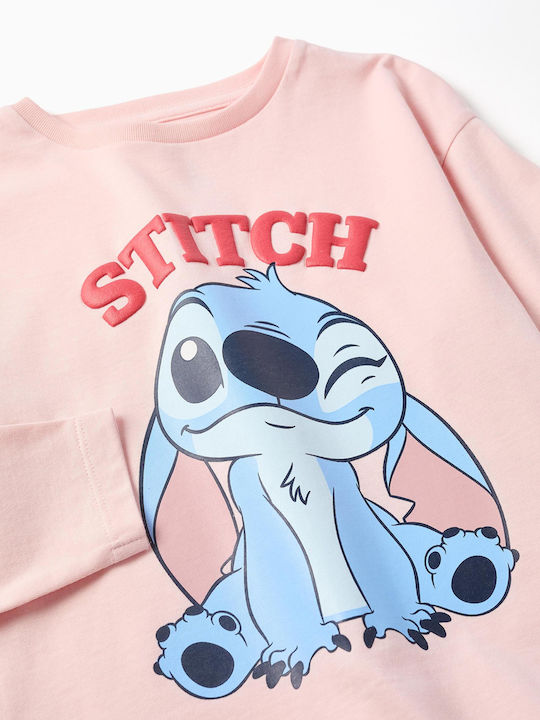 Kids Long-Sleeved Pink Blouse Stitch