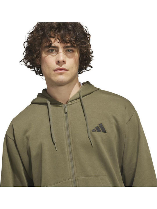Full-zip Cardigan with Hood Khaki