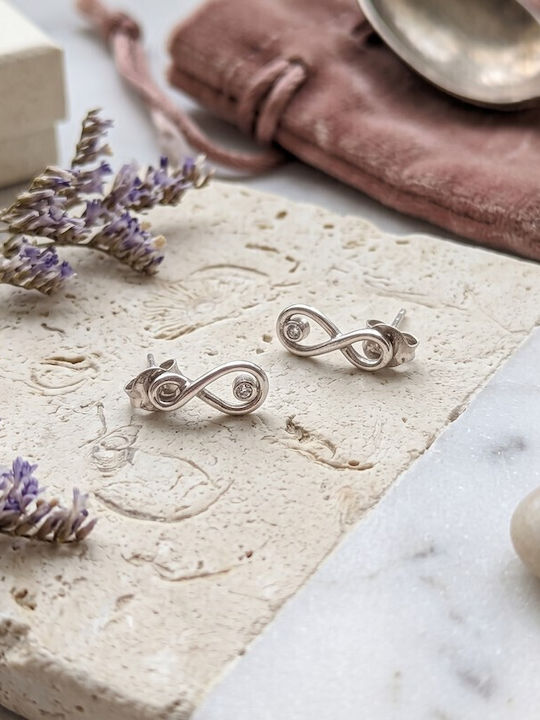 Grekas Stud Earrings Made of Silver with Stones