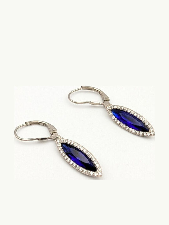 Grekas Silver Dangle Earrings with Blue Stones Grekas Silver Dangle Earrings with Blue Stones