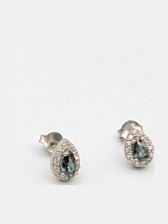 Grekas Silver Stud Earrings with Black Stones