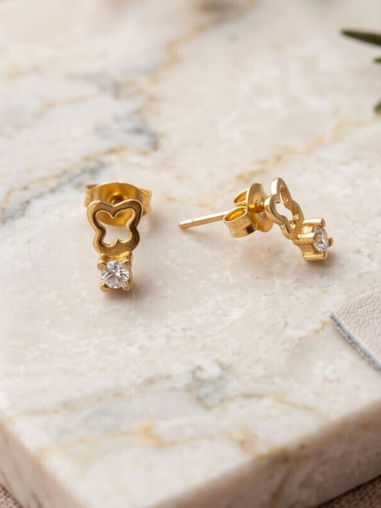 Grekas Single Gold Plated Silver Stud Earring with Stones Grekas Single Gold Plated Silver Stud Earring with Stones