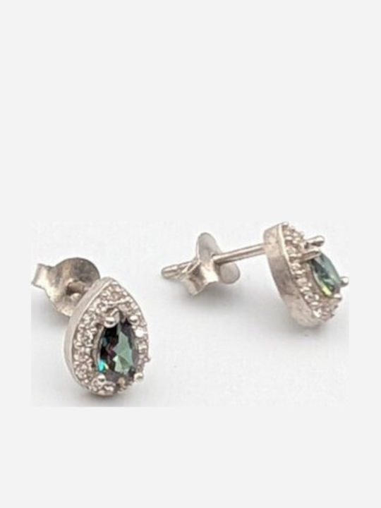 Grekas Silver Stud Earrings with Black Stones