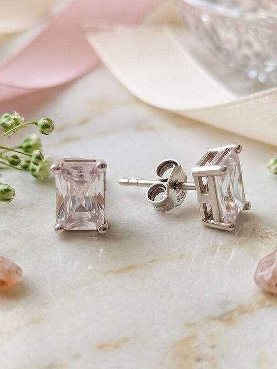 Grekas Stud Silver Earrings with Stones Grekas Stud Silver Earrings with Stones
