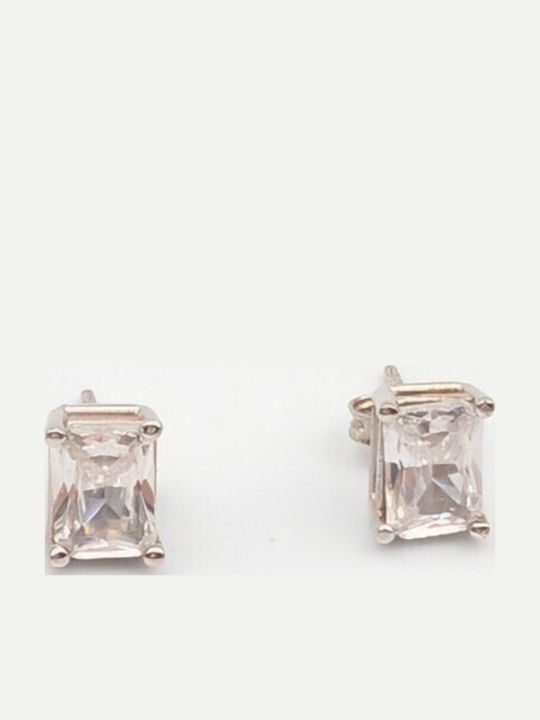 Grekas Stud Silver Earrings with Stones