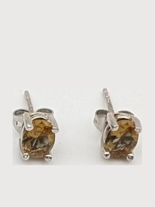 Grekas Silver Stud Earrings with Stones