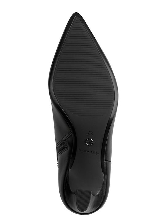 Leder Damen Stiefeletten Knöchel mit Mittelhohem Absatz Schwarz