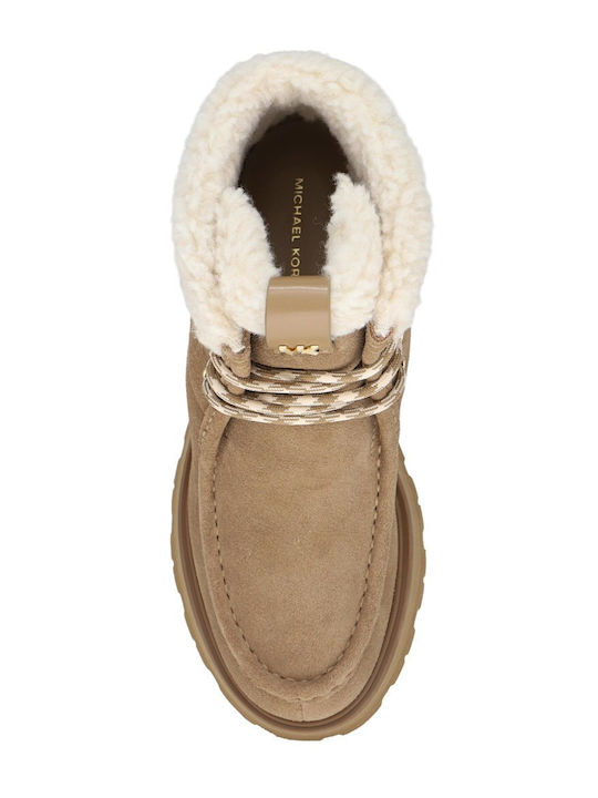 Leder Damen Stiefeletten Beige