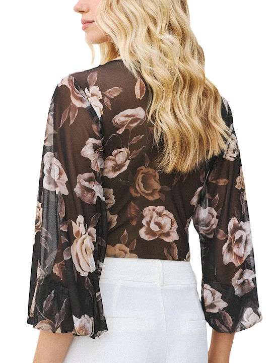 Access Women's Fabric Trousers Floral Brown Black Beige Access Women's Fabric Trousers Floral Brown Black Beige