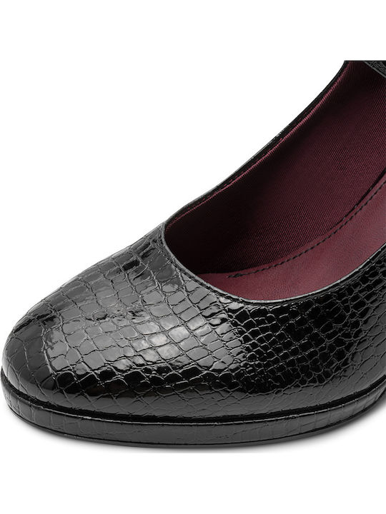 Pumps mit Riemen & Chunky Hochabsatz Schwarz