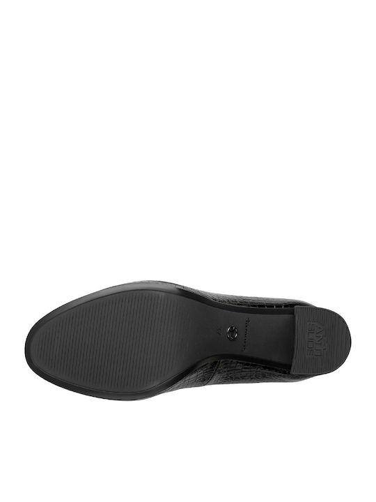 Pumps mit Riemen & Chunky Hochabsatz Schwarz