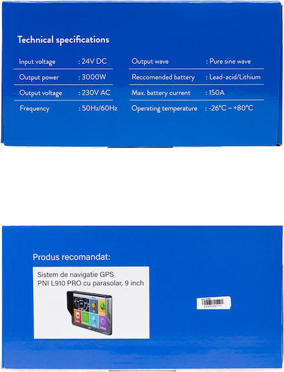 PNI Invertor Auto 3000W pentru Conversie 24V DC în 230V AC