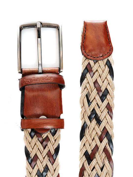 Men's Leather Knitted Beige Belt