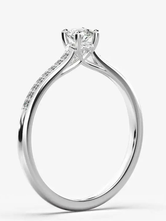 Diamond Jools Einzelner Stein Ring aus Weißgold 18K