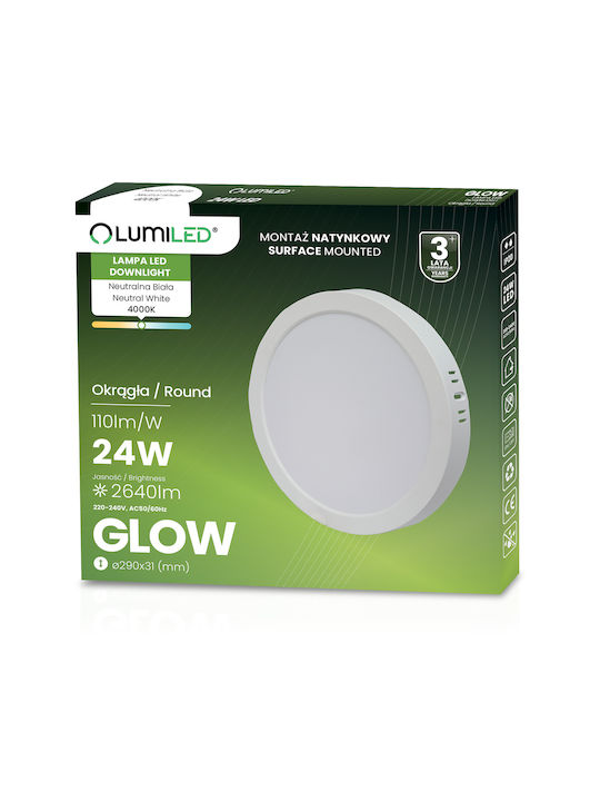 Επιτοίχιο Φωτιστικό Οροφής Led 24w Στρογγυλό 4000k Glow Λευκό Lumiled Επιτοίχιο Φωτιστικό Οροφής Led 24w Στρογγυλό 4000k Glow Λευκό Lumiled