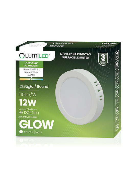 Deckenleuchte Montieren Led 12w Rund 4000k Glow Weiß Lumiled