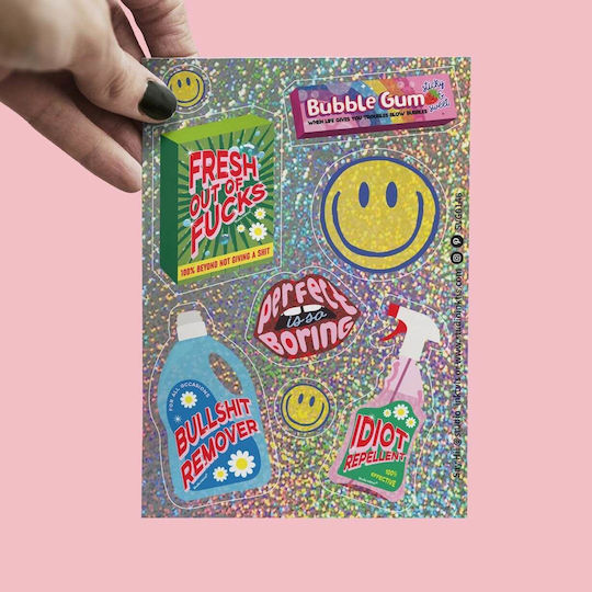 Vinyl Glitter Sticker Sheet 14.8 X 10.5 Cm