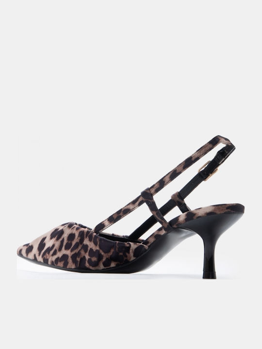 Μυτερές Γόβες με Μεσαίο Τακούνι Animal Print