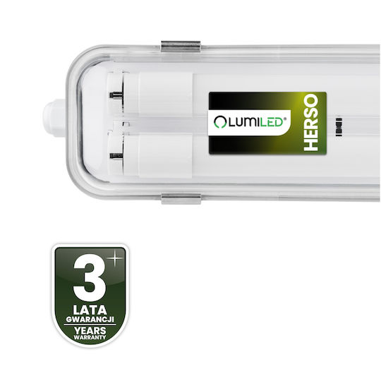 Лампа С Вграден LED Водоустойчива Устойчива На Прах 120см 2x T8 G13 Ip65 Осветена