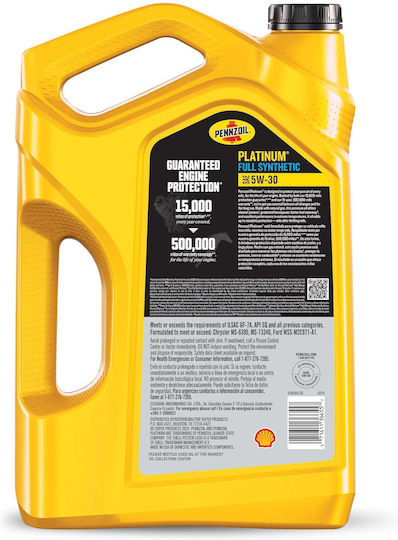 Ulei de motor full sintetic Pennzoil Platinum 5W-30 4,73 L Fabricat în SUA