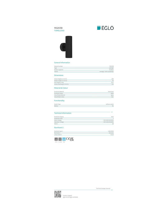 Eglo Wall-Mounted Outdoor Light GU10 6x11x20εκ.