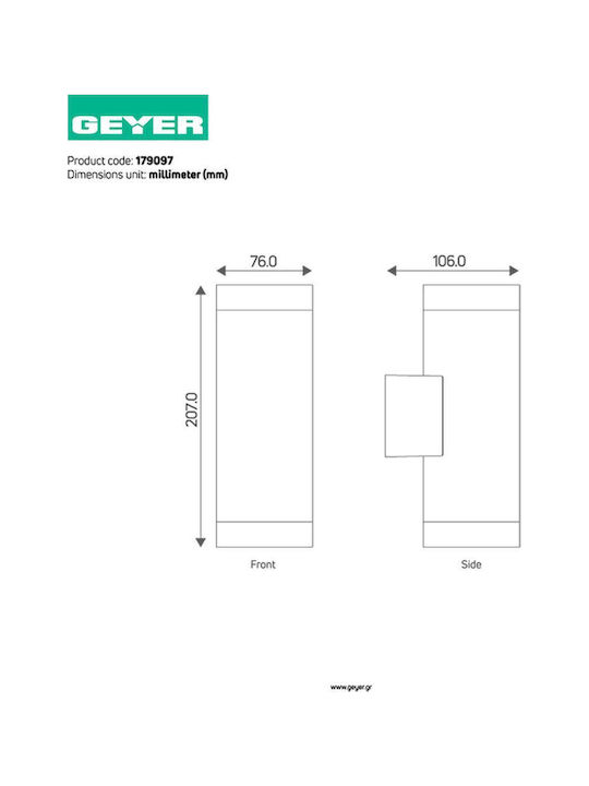 Geyer Wall-Mounted Outdoor Spot Light GU10 IP44 10.6x7.6x20.7εκ.