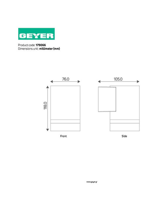 Geyer Wall-Mounted Outdoor Spot Light GU10 IP44 10.5x7.6x11.8εκ.