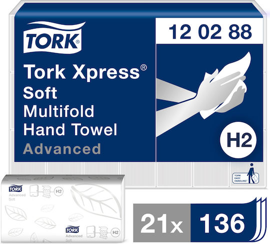 Tork Universal Χειροπετσέτες Z-Fold 2 Φύλλων Λευκές 21 x 136τμχ 120288