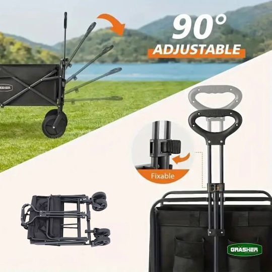 Grasher Транспортна Количка FT1560 Сгъваема За Товар До 150кг В Черен Цвят