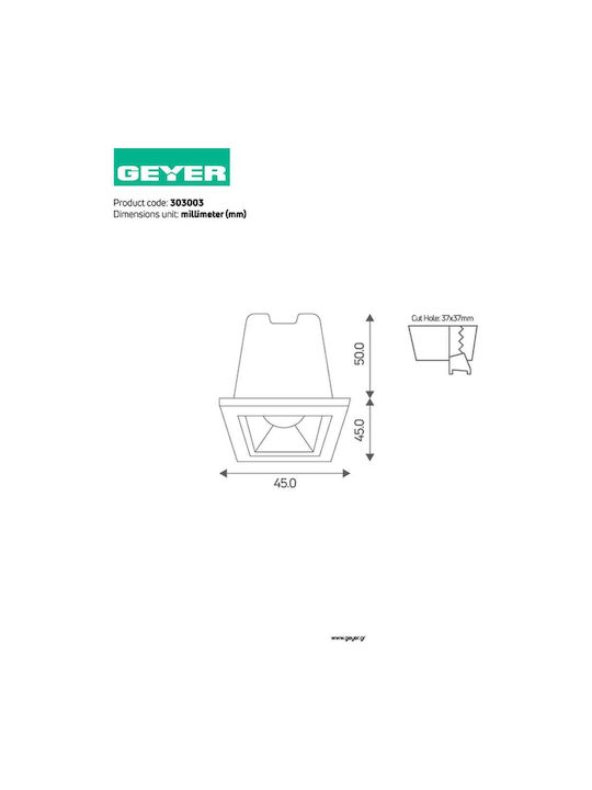 Geyer Metallic Recessed Spot with Integrated LED and Warm White Light White 1pcs