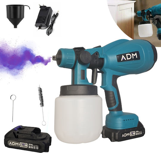 ADM Battery Powered Paint Spray Gun 21V with 0.8lt Container ADM-537