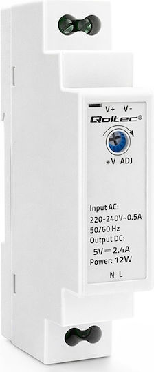 Qoltec Sursă de Alimentare pe Șină DIN cu Ieșire 5V și Putere 12W 2.4A