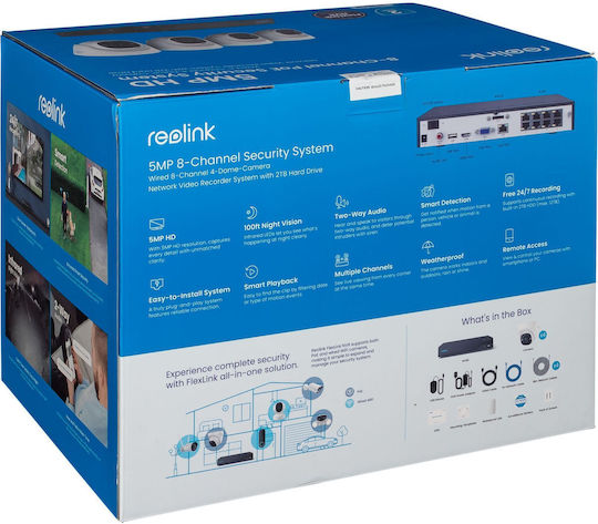 Reolink Surveillance System 4 Cameras Cameras IP 5MP with Recorder NVR