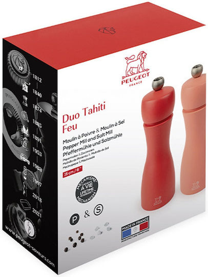 Peugeot Tahiti Manual Pepper Mill Wooden in Red Color 15cm