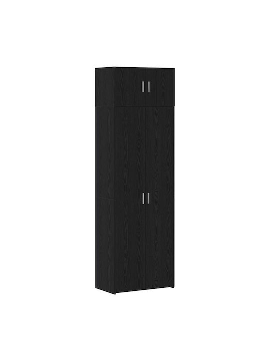 Dulap De Prezentare Pentru Sufragerie Din Placă Din Lemn Agregat Stejar Negru 70x42.5x225cm