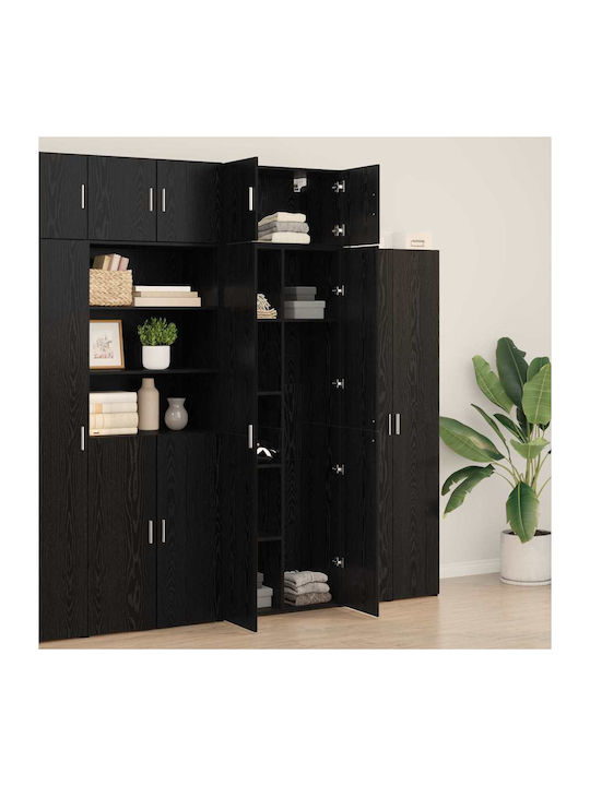 Dulap De Prezentare Pentru Sufragerie Din Placă Din Lemn Agregat Stejar Negru 70x42.5x225cm