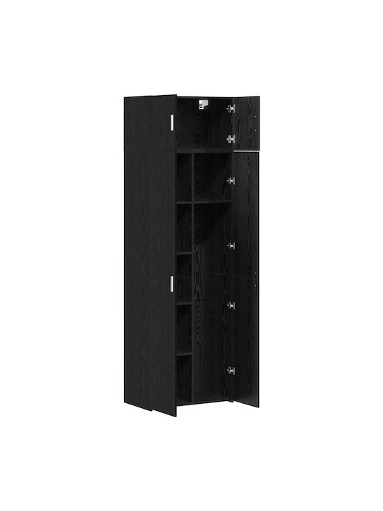 Dulap De Prezentare Pentru Sufragerie Din Placă Din Lemn Agregat Stejar Negru 70x42.5x225cm