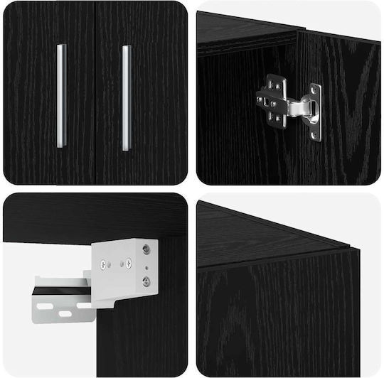 Wohnzimmer Nische aus Spanplatte Schwarze Eiche 70x42.5x225cm