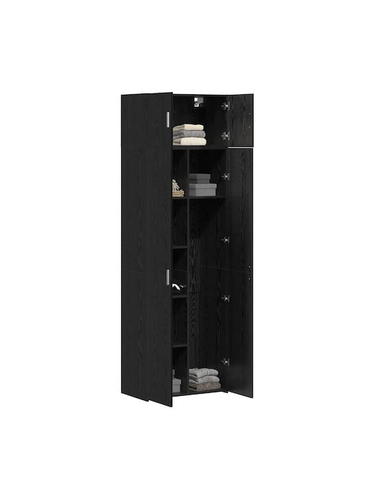 Dulap De Prezentare Pentru Sufragerie Din Placă Din Lemn Agregat Stejar Negru 70x42.5x225cm