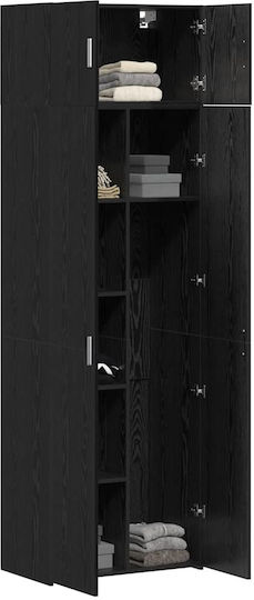 Wohnzimmer Nische aus Spanplatte Schwarze Eiche 70x42.5x225cm