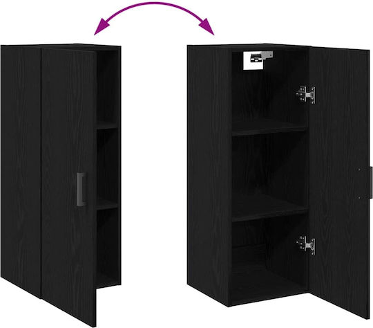 Highboard Living Room Display Cabinet Made of Particle Board Black Oak 34.5x34x90cm