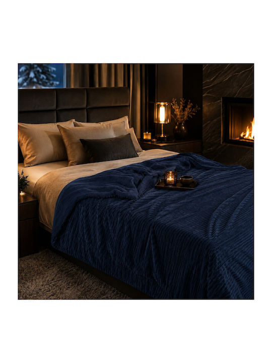 Kraft World Sherpa Blanket Super Double 220x240cm Blue LOUTRINI-Blue