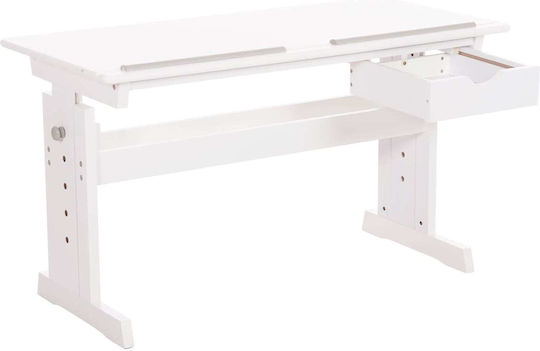 Kinder Schreibtisch Weiß 109x55x62-87,5cm