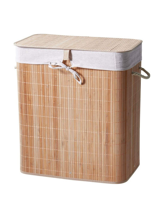 Wooden Laundry Basket with Lid 50x30x60cm Brown